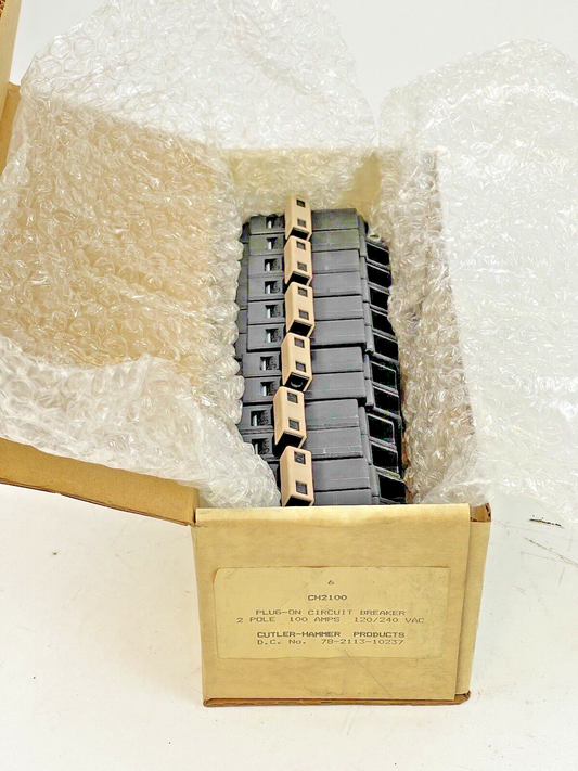 CUTLER-HAMMER *BOX OF 6* - CH2100 - 100A, 2 POLE, 120/240 VAC CIRCUIT BREAKERS0