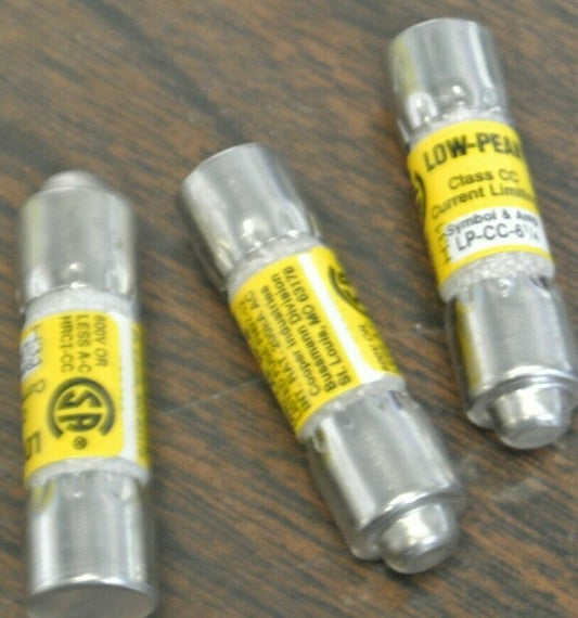 LOT of 3 / BUSS LP-CC-6-1/4 LOW-PEAK FUSE / 6-1/4A / 600VAC / NEW SURPLUS0