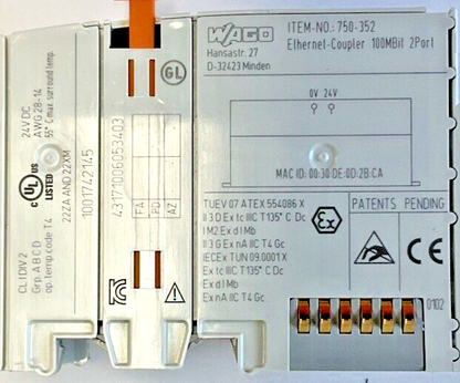 WAGO 750-352 ETHERNET COUPLER 24VDC 2PORT 100MBIL4