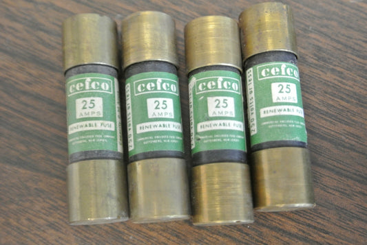 LOT of 4 / CEFCO R25 RENEWABLE FUSES / 25A / 250V / NEW SURPLUS0