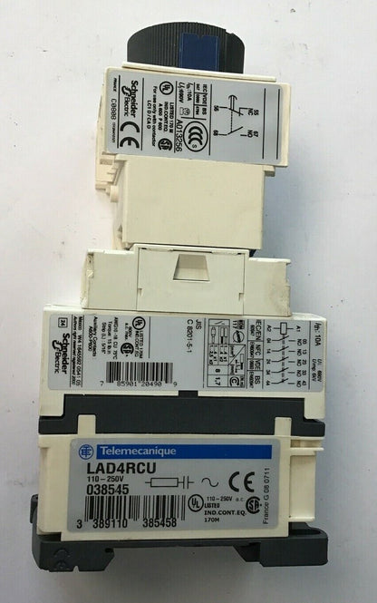TELEMECANIQUE CAD50 CONTACTOR 10A 690V 6KV W/ LADT2 TIME DELAY 0.1-30S4