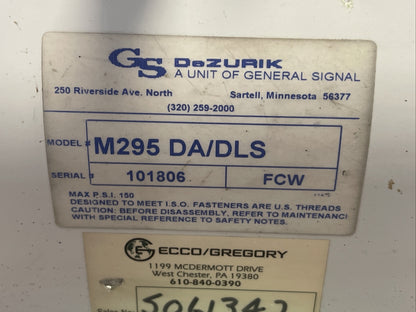 DEZURIK WATER CONTROLS 9407209R004 SIZE 3 M295 DA/DLS 150PSI VR3C2YAA2NGA 250VDC2
