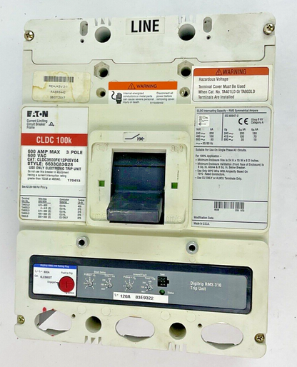 EATON CLDC36000FK12P05Y04 CIRCUIT BREAKER 600A/ 6LES600T 120A TRIP0
