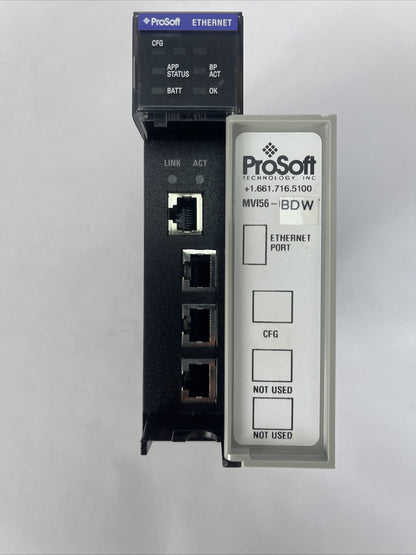 PROSOFT MVI56 WITH ETHRNET FOR CONTROLLOGIX F/W REV 1.03 3mA@24VDC 800mA@5.1VDC4