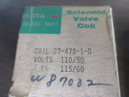 ASCO 27-478-1-D SOLENOID VALVE COIL - 110/120V, 50/60Hz - NEW SURPLUS1