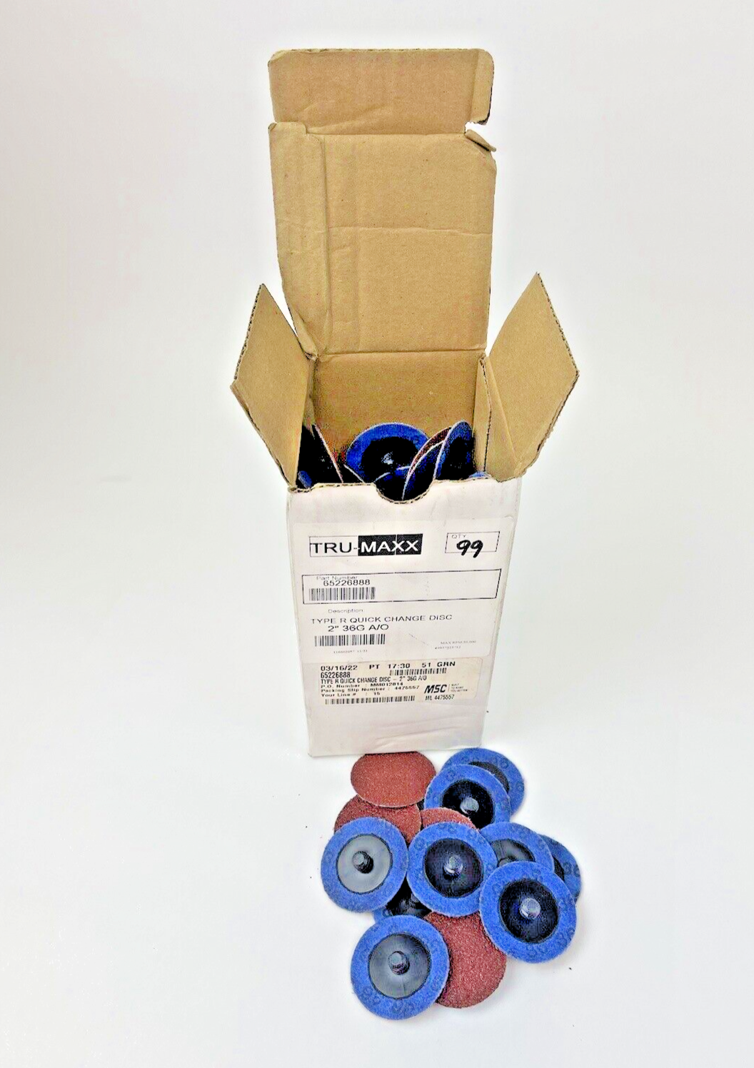 TRU-MAXX *BOX OFF 99* 65226888- TYPE R -Quick Change Disc: 2″,36 Grit,A/O,Coated0