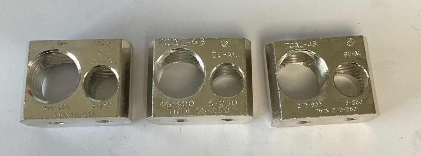 GE TCAL-43 TERMINAL LUG 6-250 NO LUG SCREWS 2/0-600 ***LOTOF3***0