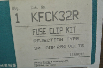 SIEMENS KFCK32R FUSE CLIP KIT / REJECTION TYPE / 30A / 250V / NEW SURPLUS0