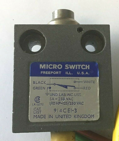 MICRO SWITCH 914CEI-3 LIMIT SWITCH 250VAC 5A 1