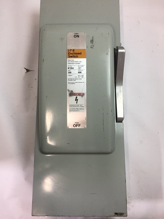 ITE NF354 VACU-BREAK SWITCH WITH CLAMPMATIC CONTACTS 600 VAC 200 AMPS0
