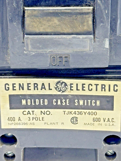 GE - TJJ436400 - MOLDED CASE SWITCH W/ AUXILIARY SWITCH - 3 POLE/600VAC/400A6