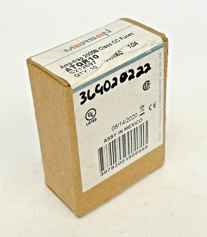 MERSEN - *BOX OF 6* - ATQR10- 10 AMP, 600 VAC, TIME-DELAY, AMP-TRAP, CLASS CC4