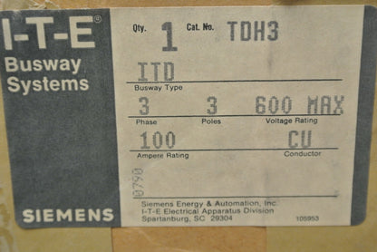 I-T-E IMPERIAL TDH-3 - TROL-E-DUCT BUSS WAY HANGER - NEW SURPLUS - TDH31