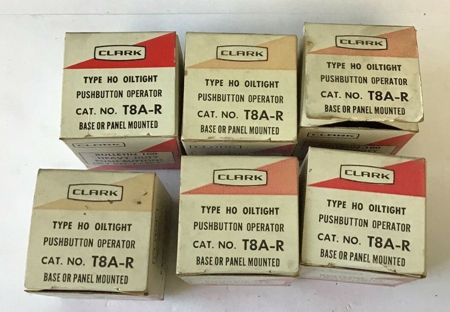 CLARK T8A-R PUSHBUTTON OPERATOR OILTIGHT TYPE HO ***LOTOF6*** 0