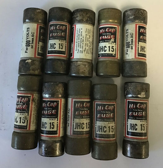 BUSS JHC 15 HI-CAP FUSE 600VAC TIME DELAY 15A CLASS J ****LOTOF10****0
