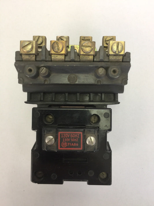 ALLEN BRADLEY 702BOE93 CONTACTOR 600VAC 30A SERIES K 71A86 COIL 120V 60HZ 0
