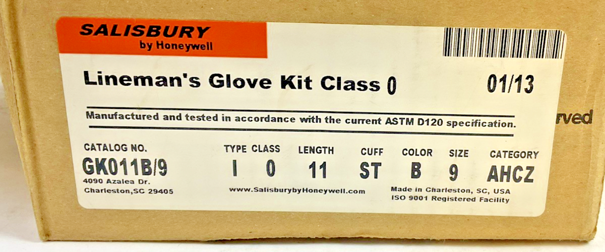 HONEYWELL GK011B/9 LINEMAN GLOVES SIZE12 1000V CLASS0 TYPE1 D120 AHCZ 2PAIR3