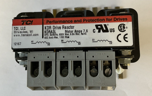 TCI KDRA3L KDR LINE DRIVE REACTOR MOTOR 7.6A 3PH 600V0