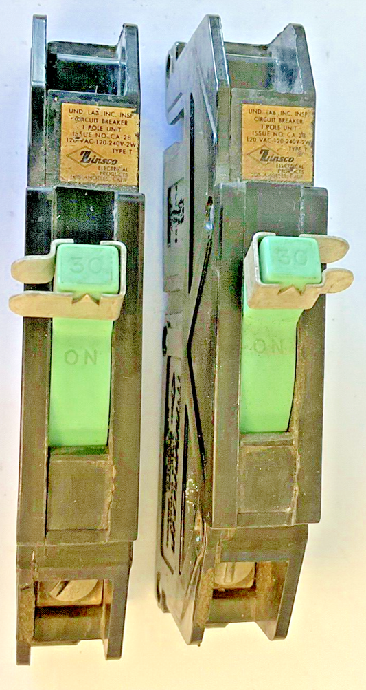 ZINSCO Q130 CIRCUIT BREAKER 30A 1POLE 120-240VAC TYPE T ***LOTOF2***0