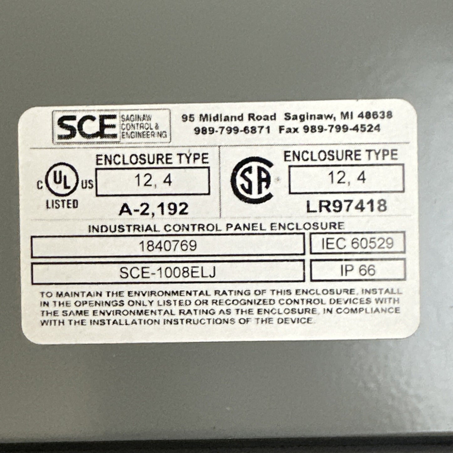 SCE-1008ELJ CCBL-05-01 7000-12241-0150500 L8-3/1/C4