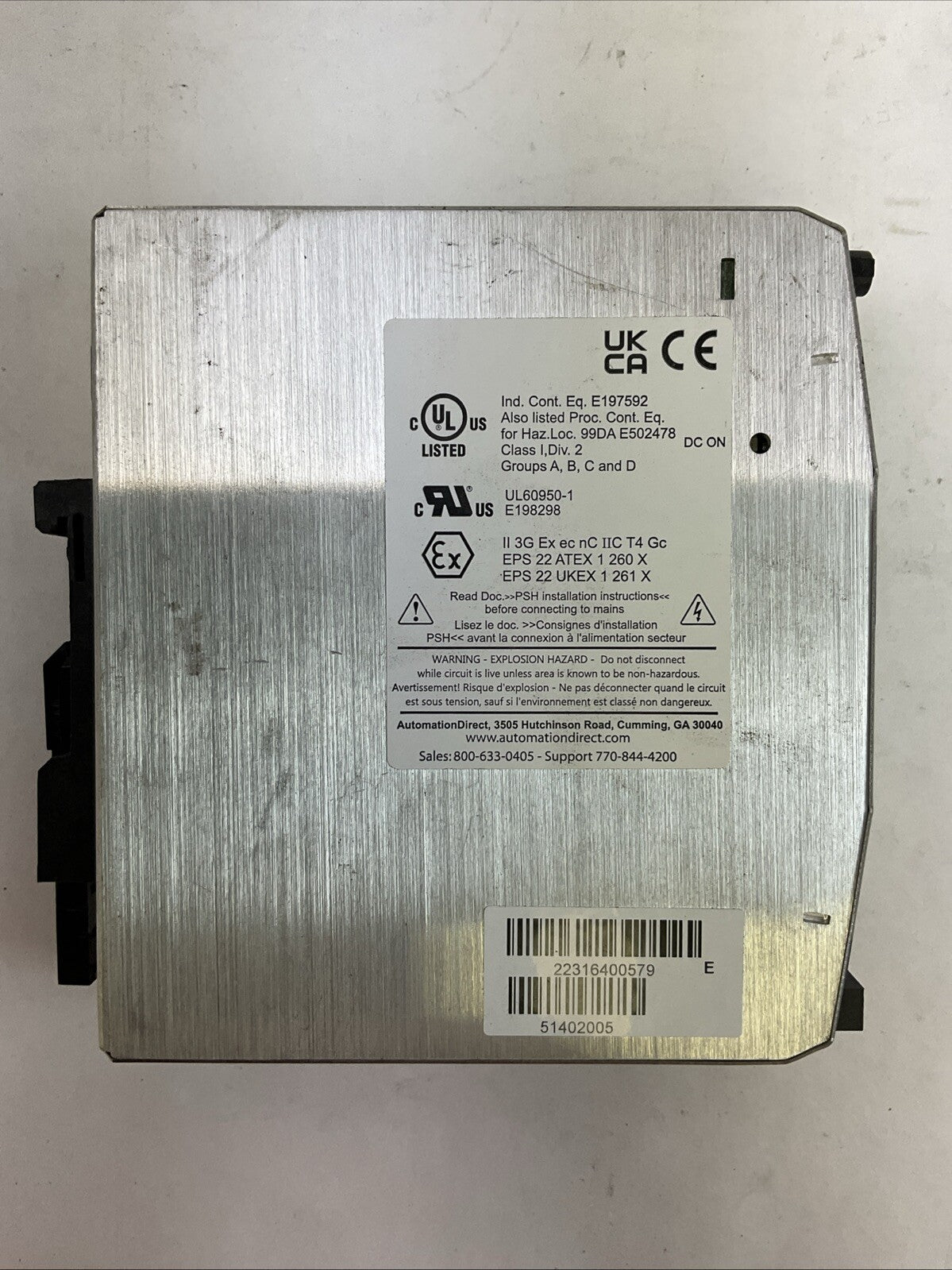 RHINO PSH-24-120(120W) INDUSTRIAL POWER SUPPLY OUTPUT 24VDC 5A INPUT 100-240VAC1