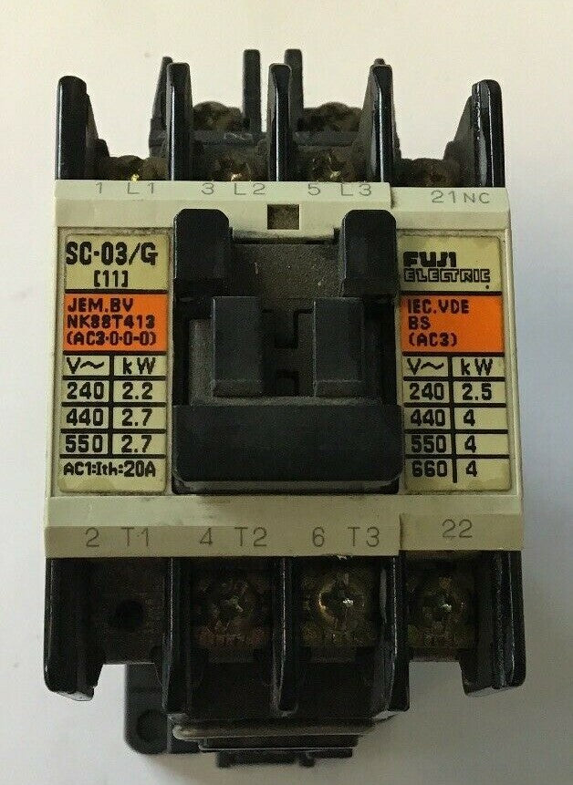 Fuji Electric Contactor SC-03/G SC11AG  200-600V 2-5HP 3 Phase 11AMP 24VDC0