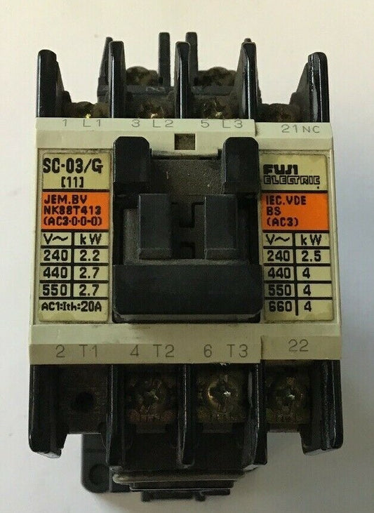 Fuji Electric Contactor SC-03/G SC11AG  200-600V 2-5HP 3 Phase 11AMP 24VDC0