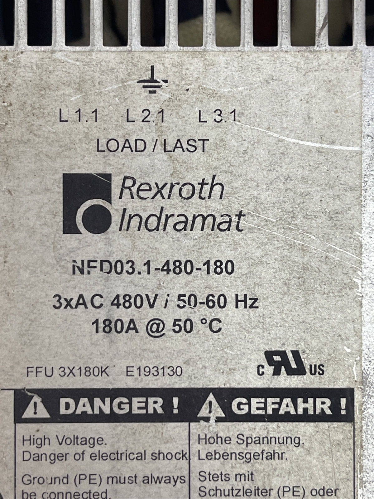 REXROTH INDRAMAT NFD03.1-480-180 INTERFACE FILTER 3 X AC 480V 50-60 HZ 180A1
