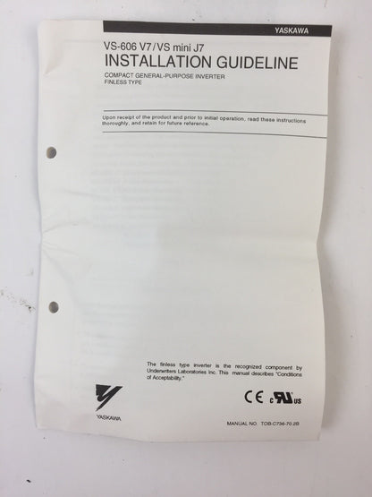 YASKAWA CIMR-V7WU22P2 AC VE VARISPEED V7N DEVICENET 230VAC 8