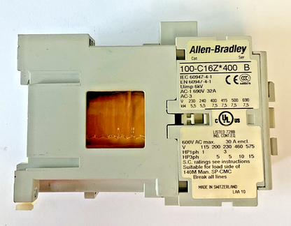 ALLEN BRADLEY 100-C16Z*400 CONTACTOR SER.B 600VAC 32A2