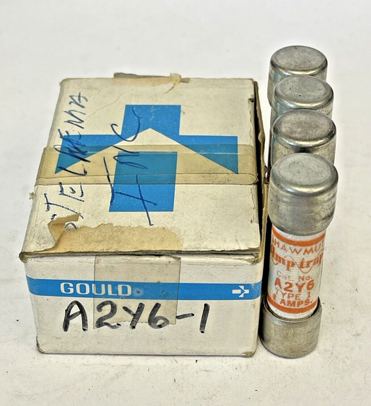 GOULD - *BOX OF 4* - A2Y6 - 6 AMP, 250 VAC, TYPE 1 - AMP TRAP FUSES0