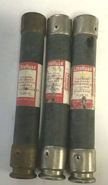 LITTLEFUSE FLSR 15 SLO-BLO FUSE CLASS RK5 600VAC TIME DELAY ***LOTOF3****0