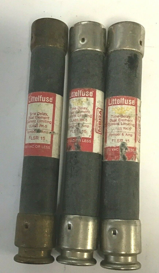 LITTLEFUSE FLSR 15 SLO-BLO FUSE CLASS RK5 600VAC TIME DELAY ***LOTOF3****0