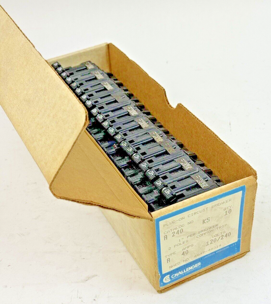 CHALLENGER/ SYLVANIA *BOX OF 10* - A 240 KS- CIRCUIT BREAKERS -40A/240VAC/2 POLE0