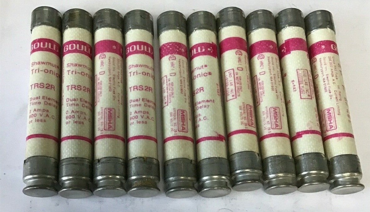 GOULD SHAWMUT TRS2R 2AMP TRI-ONIC 600VDC/600VAC TIME DELAY FUSE***LOTOF10***0