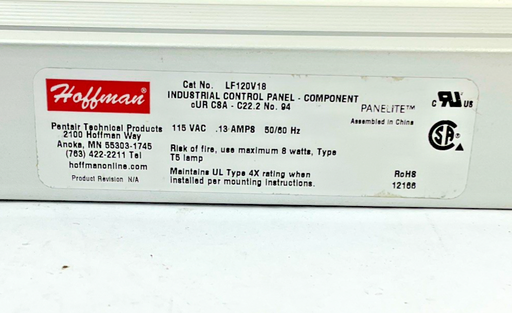 HOFFMAN LF120V18 INDUSTRIAL CONTROL PANEL/ENCLOSURE LIGHT 115VAC1