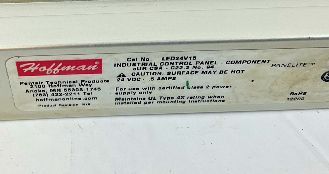 HOFFMAN LED24V15 INDUSTRIAL CONTROL PANEL/ENCLOSURE LIGHT 24VDC***LOTOF2***4