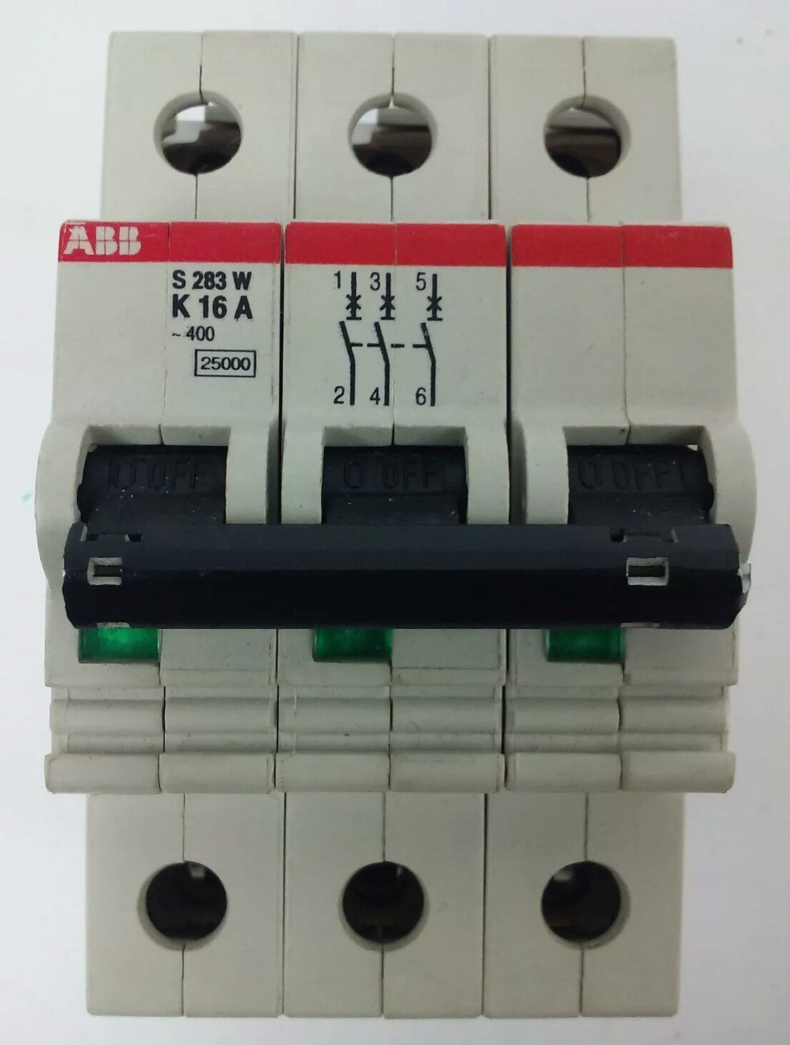ABB, S283-K16A, CIRCUIT BREAKER, 3P, 277/480VAC,MAX 254/440, 16A, NO SCREWS, NEW0