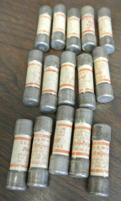 LOT of 15 / SHAWMUT A25X2 FUSES / 250V / 2A / NEW SURPLUS0