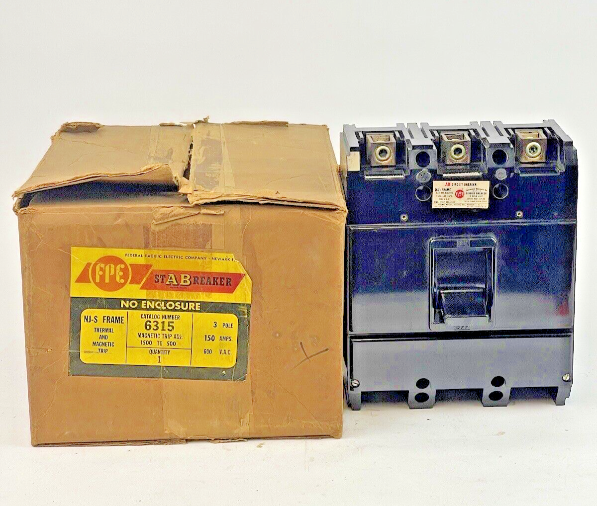 FEDERAL PACIFIC - 6315 - 3 POLE, 150A, 600 VAC AB CIRCUIT BREAKER - NJ6311503