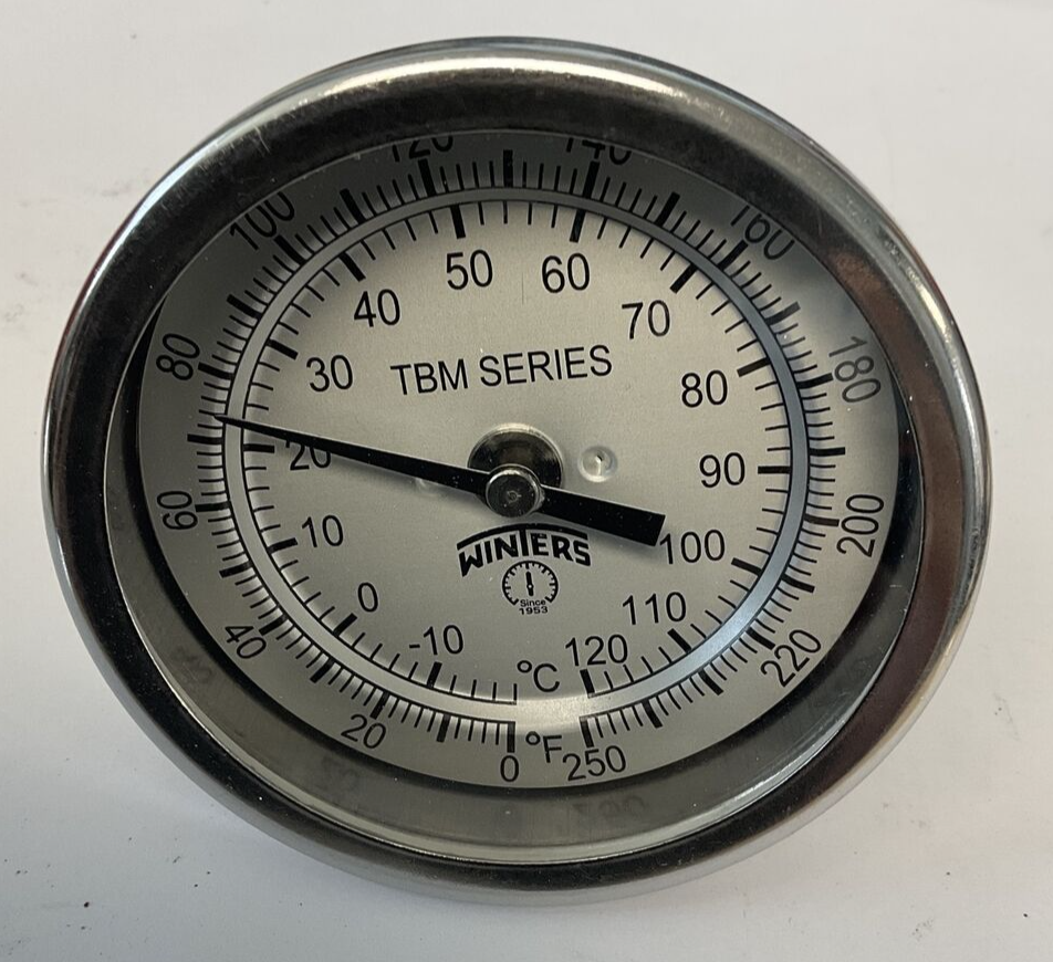 WINTERS TBM30025B8 THERMOMETER 3", 1/2" NPT 0-250F/C3