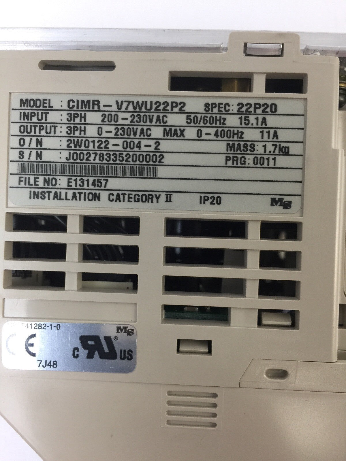 YASKAWA CIMR-V7WU22P2 AC VE VARISPEED V7N DEVICENET 230VAC 2