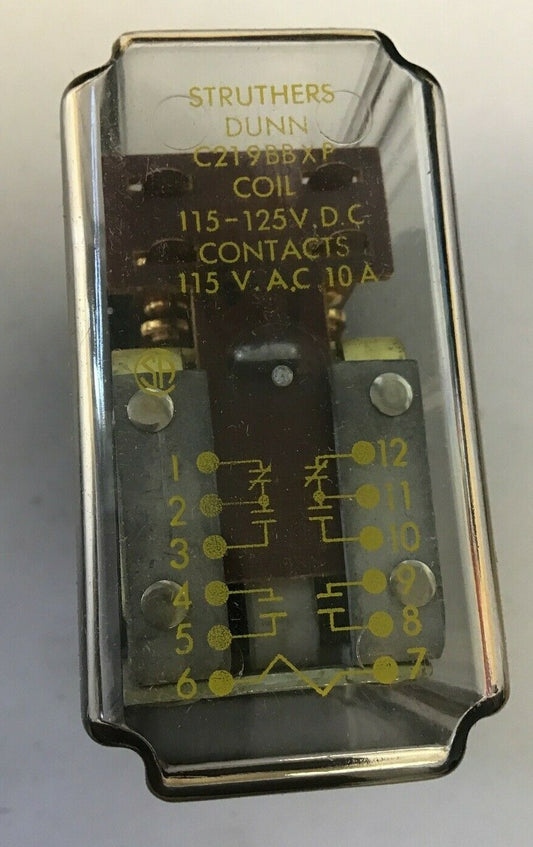 STRUTHERS-DUNN C219BBXP RELAY 115-125VDC CONT. DPDT&2 N.O.0