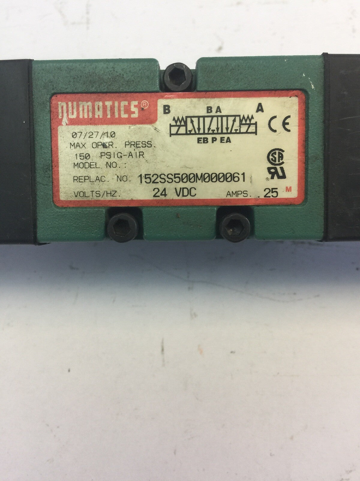 NUMATICS 225-372 SOLENOID VALVE 24VDC 6.0W7