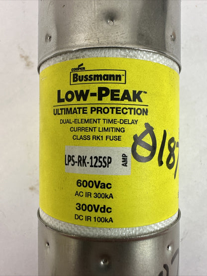 BUSSMANN LPS-RK-125SP 600VAC 300VDC 125A LOW-PEAK FUSE (LOT OF 2)1