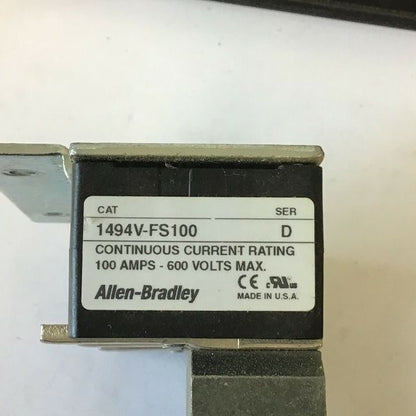 ALLEN BRADLEY 1494V-FS100 FUSE BLOCK SER. D 100AMPS 600V1
