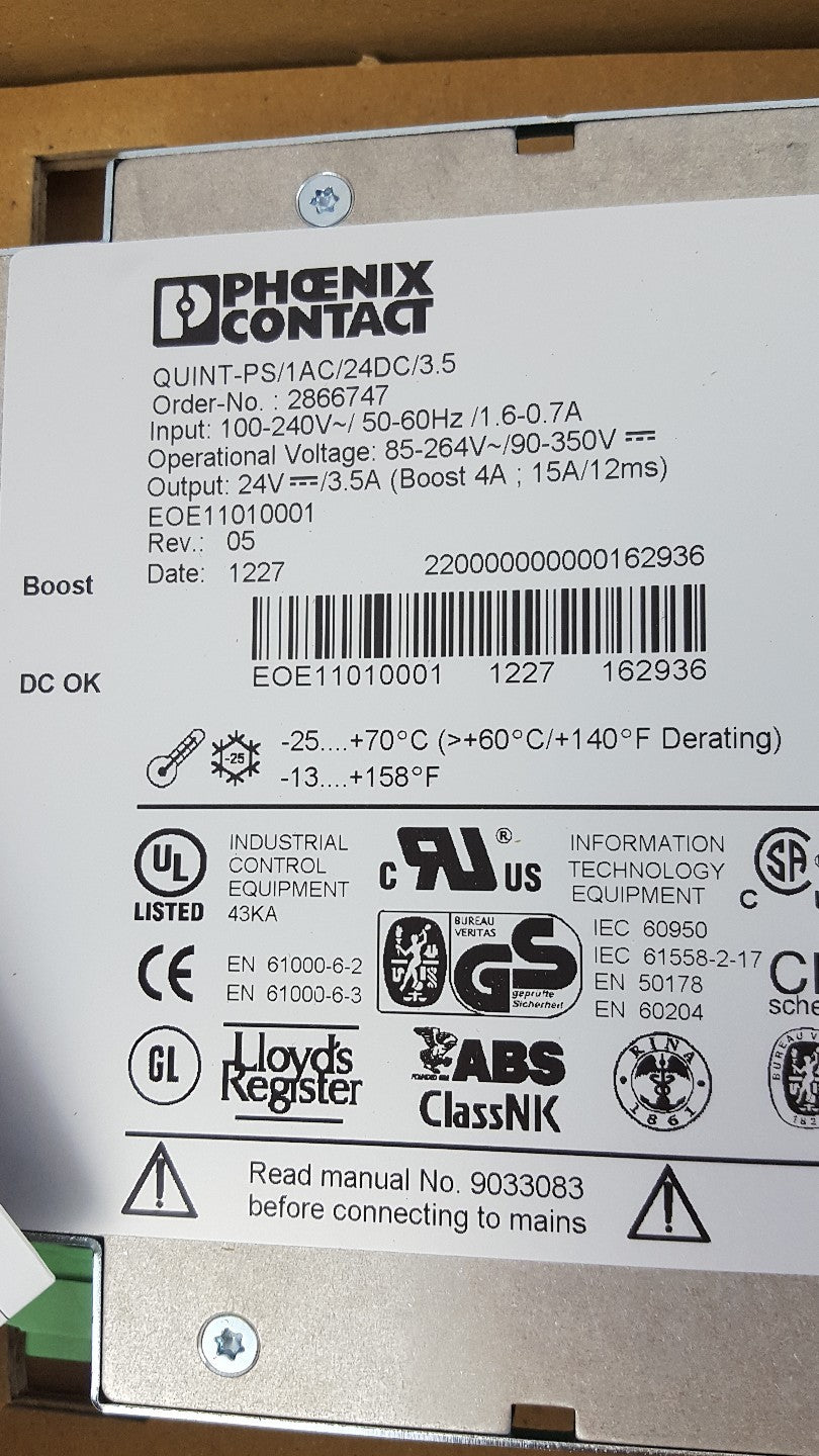 Phoenix Contact Quint-PS 1AC 24DC 3.5 Power Supply : NEW2