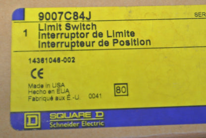 SQUARE D 9007 C84J Ser. A / LIMIT SWITCH w/ DELRIN TRIP / NEW SURPLUS / 9007C84J8