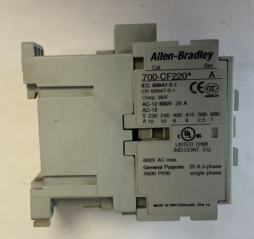 ALLEN BRADLEY 700-CF220* CONTACTOR SER.A 600VAC 25AMPS2