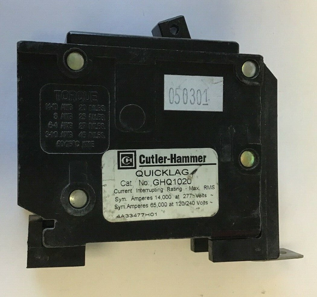 CUTLER HAMMER GHQ1020 20A QUICKLAG CIRCUIT BREAKER 277VAC***LOTOF2***1